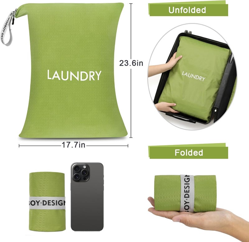 WiseBoy 2 Pack Laundry Bags, Travel Laundry Bag for Dirty Clothes, Washable Nylon Wet Dry Bag, Swimming Yoga Bathing Suit Workout Wet Dry Bags - Image 2